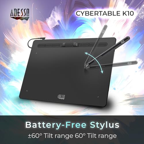 Image of Adesso Large Graphics Drawing Tablet Pad, 10x6 Inch, 8192 Levels