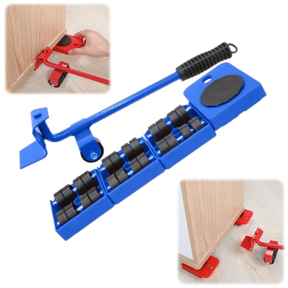 Furniture Lifting Tool Set with Rolling Wheels and Adjustable Height for Easy Moving and Sliding,Provides Practical Assistance (TagliaunicaRosso/2)