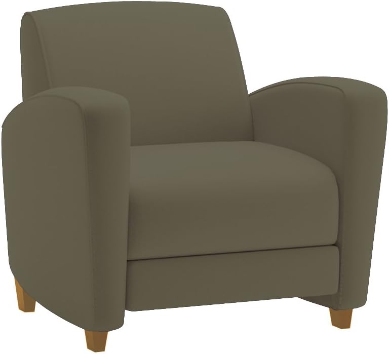 National Office Furniture Reno 1 Seat Lounge Chair with Wood Honey Maple Legs, Grey Faux Leather