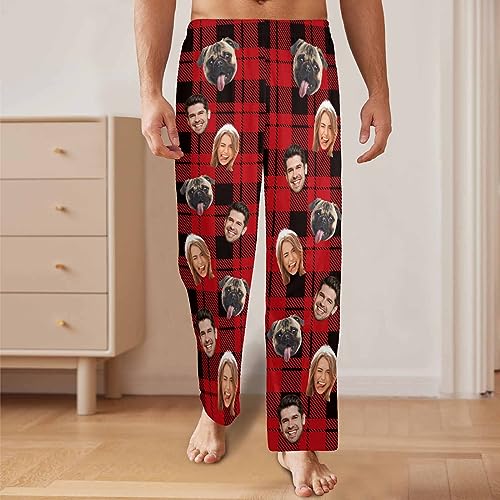 Personalized Face Pajama Photo Pajamas Pants for Men, Custom Plaid Pajamas Bottom Sleepwear Bottoms4