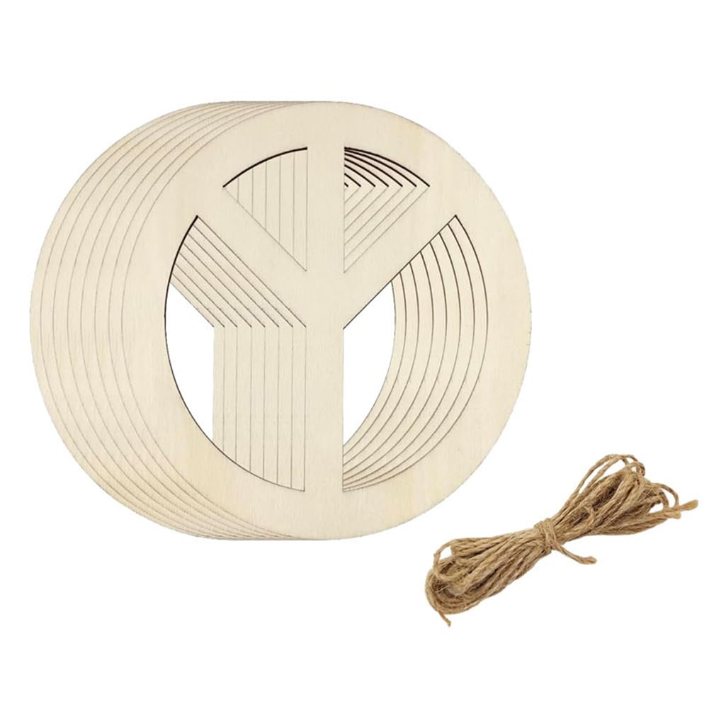 CTRLZS 50PCS Wooden Unfinished Peace Sign Hanging Ornaments DIY Blank Home Party Decoration Craft Pendant Hanging Sign