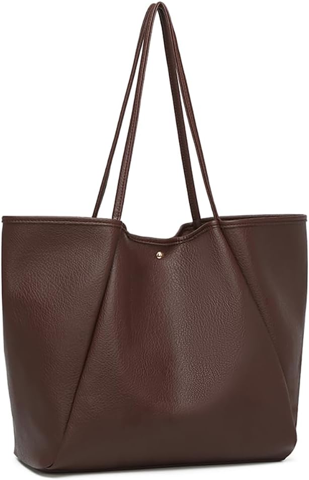 Dreubea Large Leather Tote Bag for Women - Big Work Bag, Spacious Minimalist Handbag, Tote Handbag for Office - Image 3
