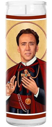 Cage Celebrity Prayer Candle - Funny Saint Candle - 8 Inch Glass Prayer Votive - 100% Handmade In Usa - Novelty Celebrity Gift #TOP14