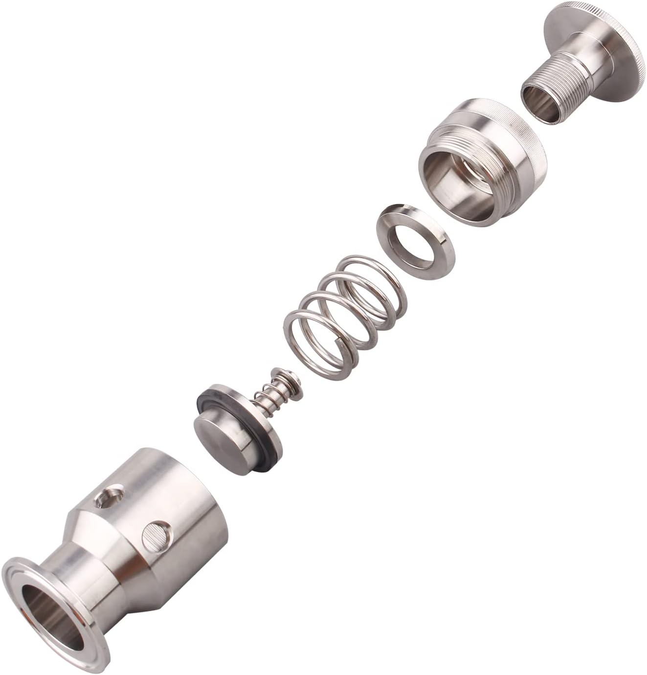 DERNORD Sanitary Adjustable Pressure Vacuum Relief Valve Safety Valve SS304 1.5” Tri-Clamp