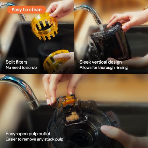 Image of Atomberg Althea Cold Press Juicer For Home | High Nutrition | 40RPM | Easy To Use & Clean | Auto Reverse | XL Hopper | Safety Features | Ideal for Fruit, Veggie Juices, Coconut Milk | Sunset Orange