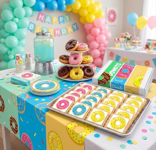 Image of Donut Cookies Party Favors | Individually Wrapped 24 Pack Cookie | Doughnut Theme Birthday Kids Adults Treats snacks Sweet One Two Sweet Party