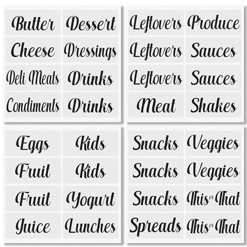 mDesign Home Organization Labels - Preprinted Label Stickers for Kitchen Pantry Storage and Cleaning - Household Organizing for Jars, Canisters, Containers, Boxes, or Bins - 32 Count - Clear/Black