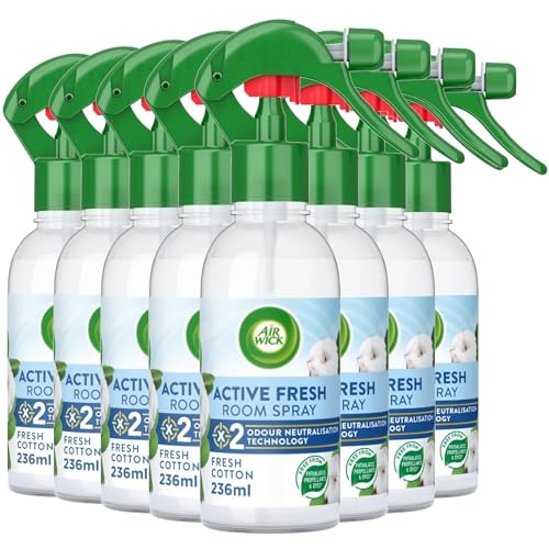 8 x Air Wick Fresh Cotton Active Fresh Room Spray Air Freshener 236ml Bulk Buy