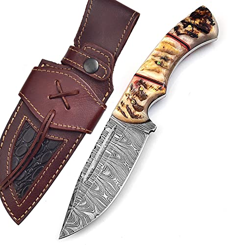BG Knives Handmade Damascus Knife For Hunting Skinning - 9.5 ...