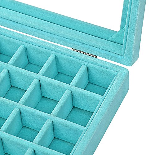 MeJell 24 Slot Velvet Glass Jewelry Box Organizer Rings Earrings Tray Display Storage Case by MyJell - Image 2