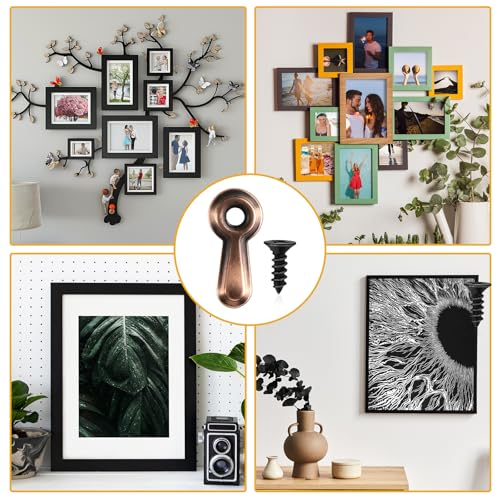 Image of OPASYO Metal Picture Frames Turn Button Fasteners,120 PCS Picture Framing Supplies with 120Pieces Screws,Picture Frame Backing Clips for Hold Photo Picture Poster Painting in Frame Picture (Copper)