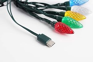Android Christmas Light USB Charger & Bulb Type-C Charging Cable with 50-Inch Multicolor Bulb