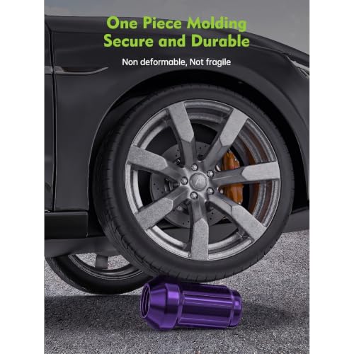 Image of AUTOPTIM M12x1.5 Spline Lug Nuts - 20Pcs Purple Closed End Nuts with Socket | Replacement for Honda Accord CRV Civic Pilot Chevy Impala Malibu Acura, 6 Point Conical Seat Aftermarket Wheel Tire Nuts