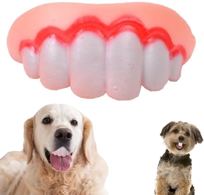 DPWOUM White Neat Teeth Fake Teeth for Dogs,Funny Silicone Braces,Creative Fake Dog Chew Toys, Easy to Apply Toy,Interactive Toys, Christmas Costume