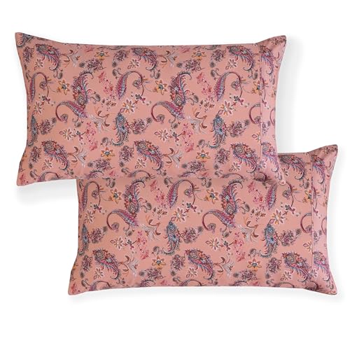 Elegant Comfort Luxury Soft Bed Sheets Paisley Pattern - 1500 Premium Hotel Quality Microfiber Softness Wrinkle and Fade Resistant (6-Piece) Bedding Set, King, Paisley Coral