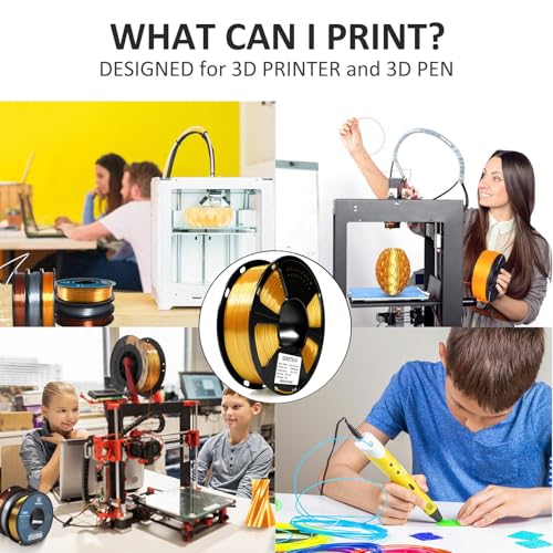 Image of GEEETECH 2KG Silk Gold PLA Filament 1.75mm, 3D Printer Shiny Silk Filament,1kg Spool (2.2lbs), Dimensional Accuracy + /- 0.02mm, Fit Most FDM Printer (Silk Gold)