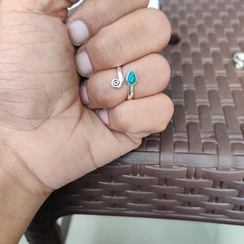 Turquoise Stone Toe Ring, 925 Sterling Silver Toe Ring, Adjustable Toering, Bohemian Toe Ring, Silver Ring, Toe Jewellery, Gypsy Toe Ring, Gemstone Toe Ring For Women And Girls #TOP3