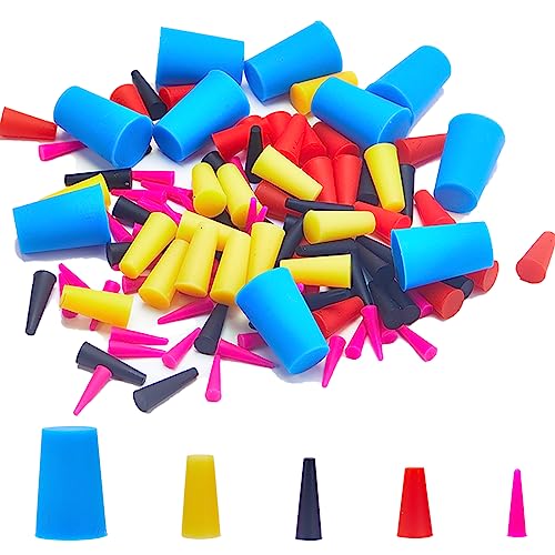 GORGECRAFT 115PCS 5 Tamaños Tapones Cónicos de Goma de Silicona Tapón de Alta Temperatura Tapón de Sellado de Tubo de Ensayo de Silicona Sólida Surtido Kit de Sistema de Enmascaramiento Tapón