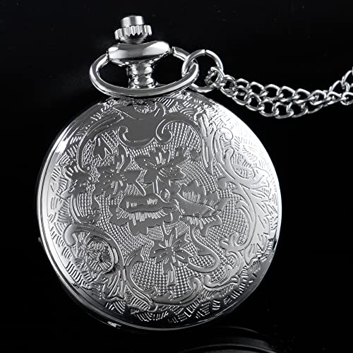 Image of Tiong Roman Numerals Scale Quartz Pocket Watches with Chain Christmas Graduation Birthday Gifts Fathers Day
