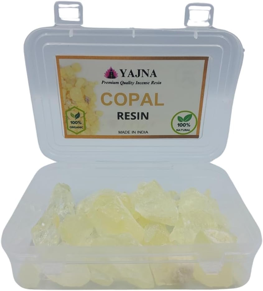 Yajna-100% Pure-Indian-White-Copal-Resin-Dammar Natural-Organic-Sacred-Resin Aromatic-Incense-Tear-Rock-Sap Ideal-for-Meditation-Rooms-Yoga-Studios 1Lb-453.6-Grams-16-Ounce
