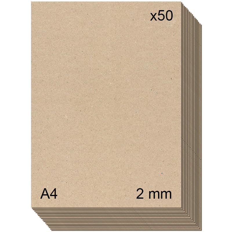 Cartón piedra gris contracolado (1,5mm/2mm) para manualidades, encuadernación, cartonaje y scrapbooking (50, 2mm - A4)