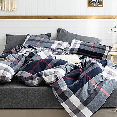 Cottonight Navy Plaid Comforter Set Queen Blue Buffalo Gingham Comforter Lightweight Blue Checkered Bedding Set with Microfiber Fill Soft Comfy