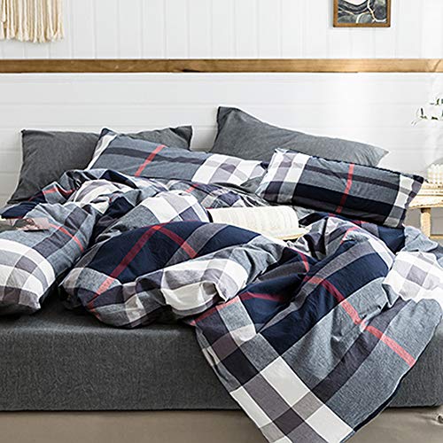 Cottonight Navy Plaid Comforter Set Queen Blue Buffalo Gingham Comforter Lightweight Blue Checkered Bedding Set With Microfiber Fill Soft Comfy #TOP1