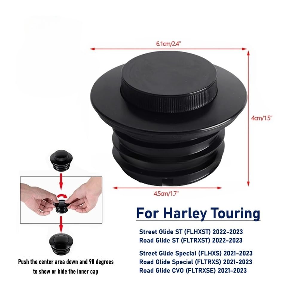 Coperchio Del Tappo Del Serbatoio Del Carburante A Scomparsa Con Sfiato A Filo E Vite A Scomparsa Per Ha&rley Touring Road Street Glide FLHXS FLHXST FLTRX S SE ST 2021-2023 Copertura Serbatoios