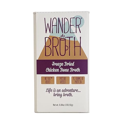 Caldo de hueso de pollo orgánico liofilizado sin sal añadida, recipiente a granel de 12 porciones, 0.51 onzas de proteína, apto para dieta paleo y