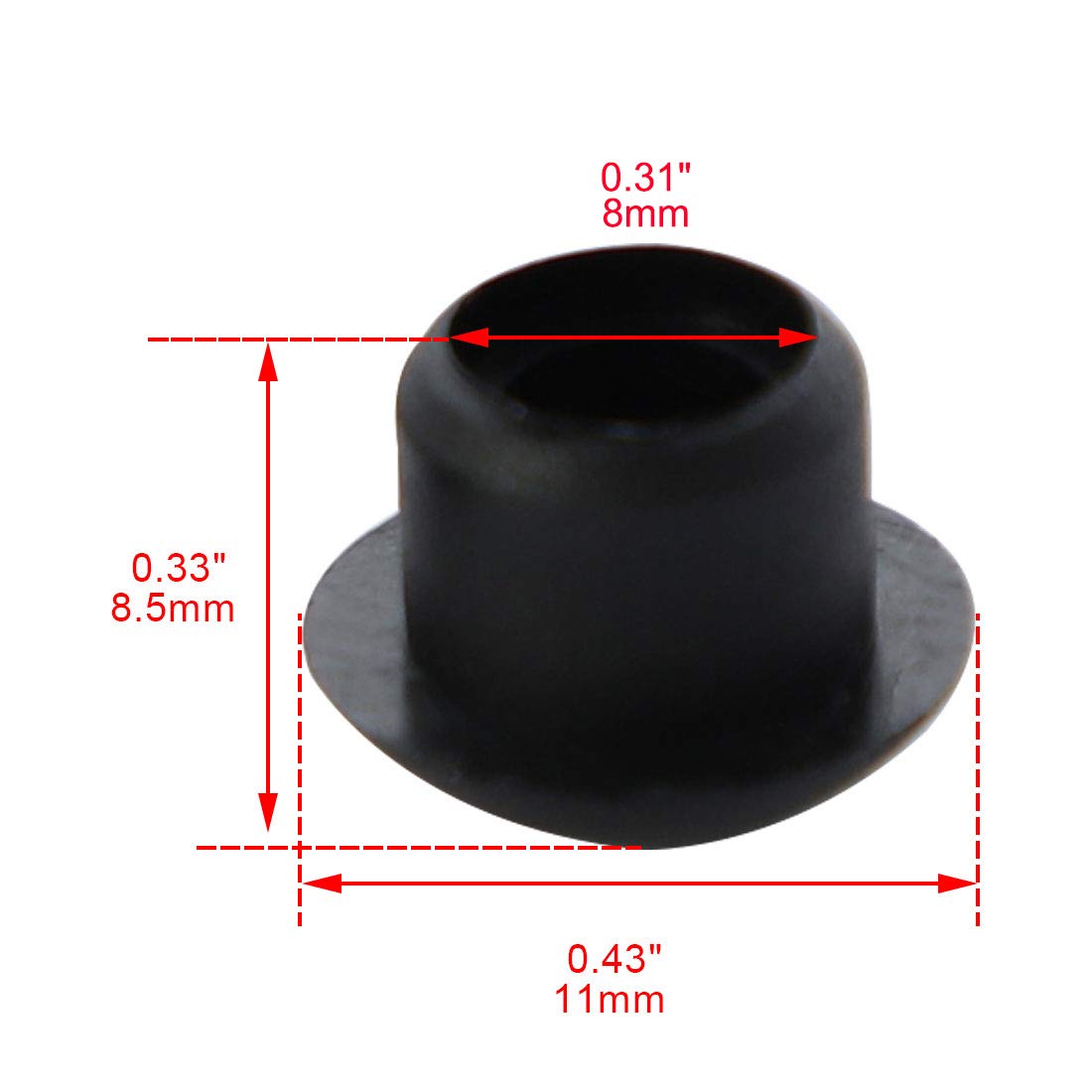 sourcingmap Plastic Flush Type Wiring Hole Tube Insert Cover Caps 8mm Dia 30 Pcs Black, / - Image 2