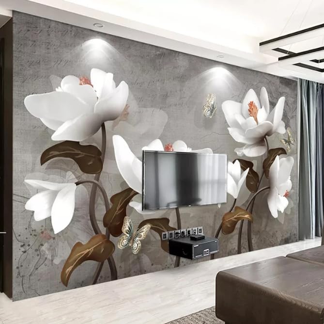 Décoration maison papier peint fleur 3D rétro moderne - 2