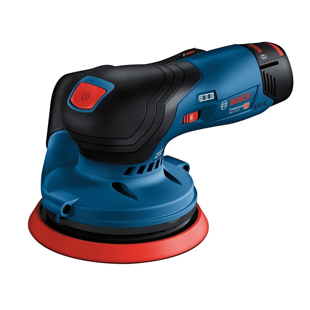 Bosch Professional GEX 12V-125 Akülü Eksantrik Zımpara (12 Volt, SOLO, Zımpara tabanı çapı: 125 mm, 6.000-10.000 dev/dak, Karton kutuda)