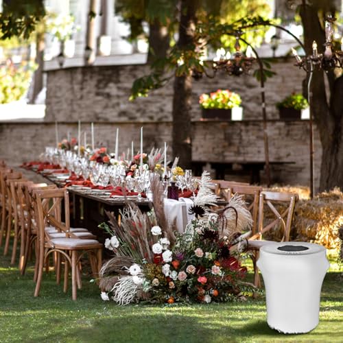 Image of Tanlade 2 Pcs 32 Gallon Stretch Trash Can Spandex Cover Outdoor Waste Garbage Can Spandex Covers for Indoor Kitchen Outdoor Round Waste Container Bin, Without Trash Bin (White)
