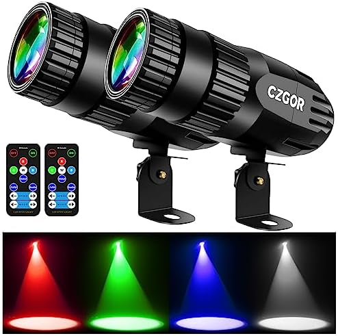 Led Pinspot Light 2 Pack, Czgor 15W Disco Ball Spotlight RGBW 4-in-1 Lights