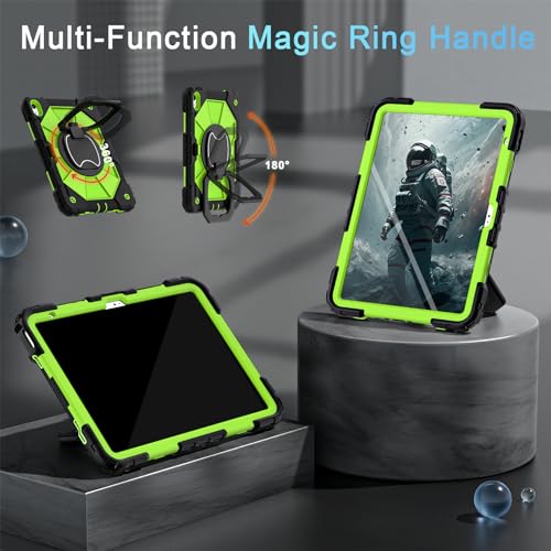 Image of Auizotl Case for iPad (A16) 11th Generation 11 Inch (2025) /iPad 10th Generation 10.9 Inch (2022) with Rotating Stand Screen Protector,Heavy Duty Shockproof Cover for i Pad 10th Gen Case,Black Green
