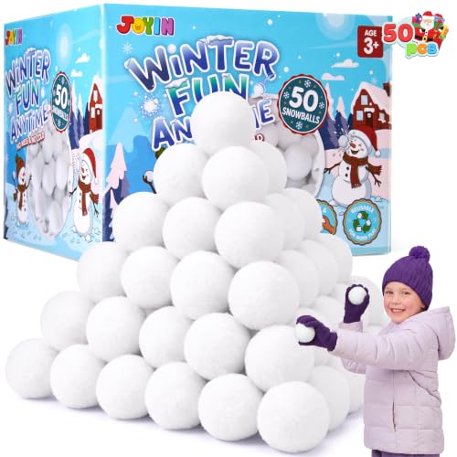 JOYIN 50 Pack Fake Snowballs, 2 Inch Christmas Lightweight Artificial Indoor Snow Balls, Polypropylene White Snowballs for Xmas Tree Decor, Vase Filler, Holiday Wreath & Winter Crafts by JOYIN - Used condition - US$14.73