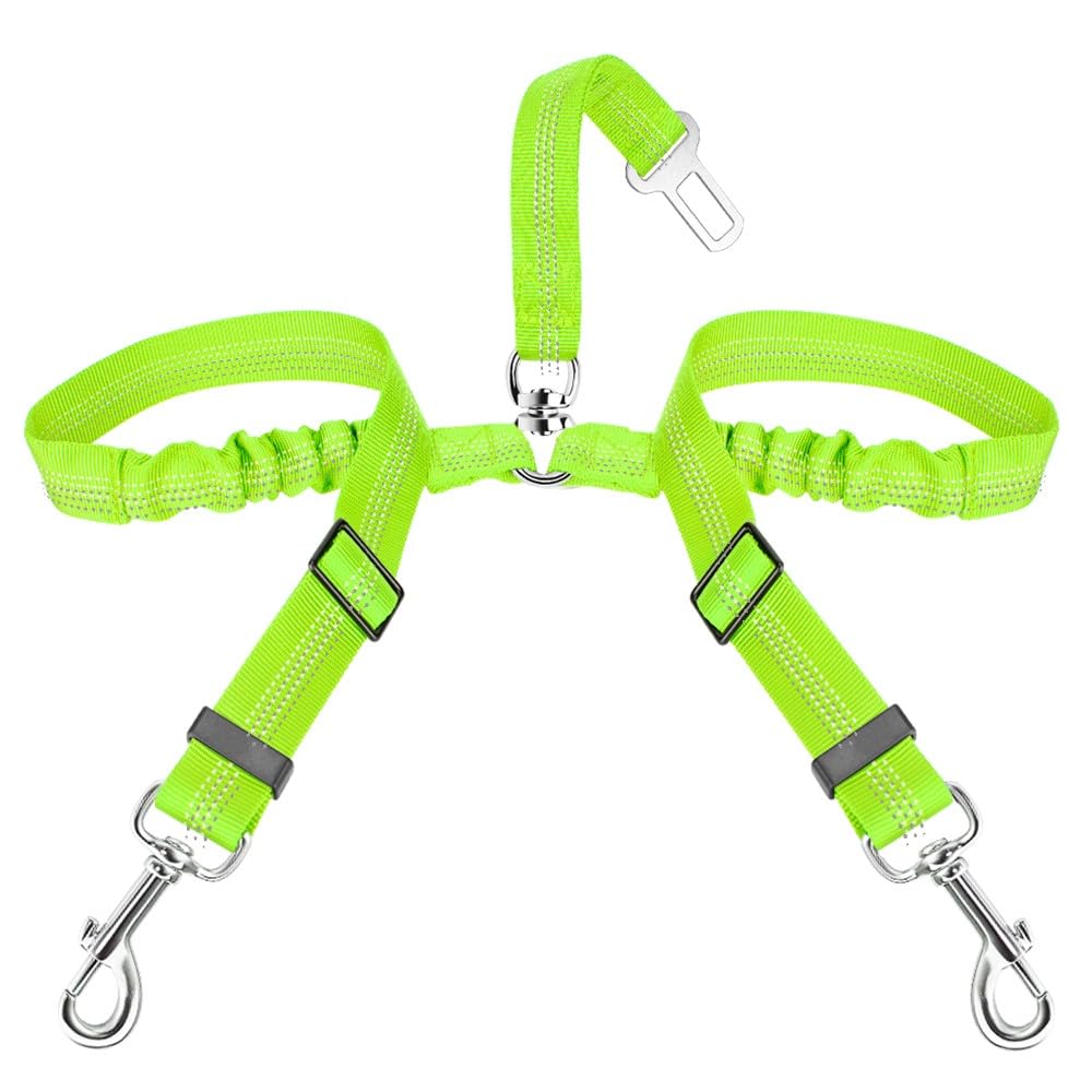 SlowTon Anschnallgurt Hund Auto, 2 in 1 verhedderungsfreier langlebiger elastischer Hundegurt fürs Auto, Verstellbarer reflektierender Sicherheitsgurt Hunde für Auto auf Reisen & Ausgehen