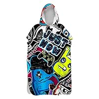 FANSU Peignoir De Surf Avec Capuche, Microfibre Sports Surf À Capuchon Impression Serviette De Bain Poncho Serviettes De Pour Unisexe Adulte Enfant (75 * 110cm,Feuille Verte