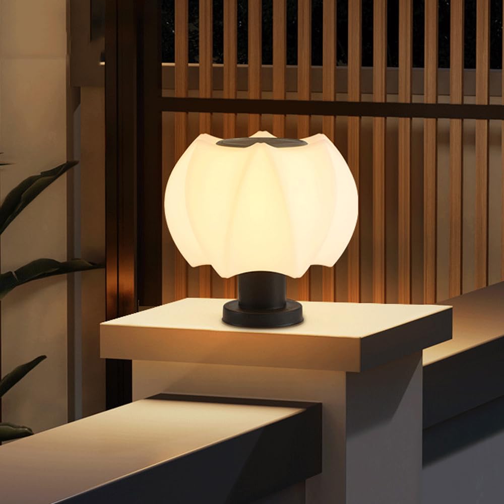 HZWJIA Solar Pillar Lamp Outdoor LED Lighting 3 Lighting Modes Pillar Head Lamp IP65 Waterproof Pillar Head Lamp Black Outdoor Waterproof Solar Pillar Lamp for Garden Villa Patio Pillar Lamp Diameter