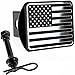 USA US American Flag Stainless Steel Emblem on Metal Trailer Hitch Cover (Fits 2" Receivers, Black & Chrome)