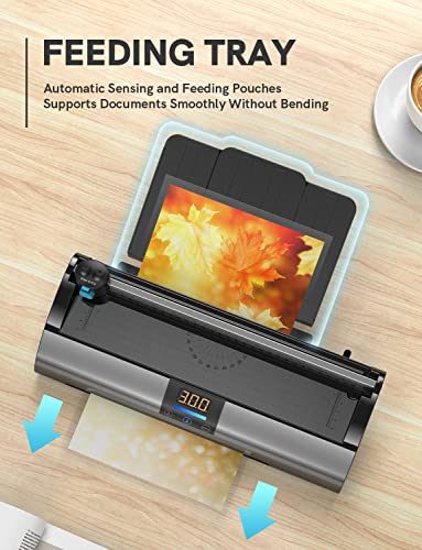 Laminator Machine With Laminating Sheets, Quick Warm-Up No Paper Jam, 9-Inch Personal Laminating Machine For Teachers In School Home Office, Thermal Laminator With Led Display, Paper Trimmer, Black #TOP4