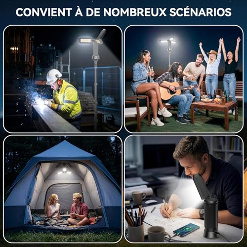 Projecteur LED rechargeable 5000LM dimmable 5 modes avec télécommande - 6