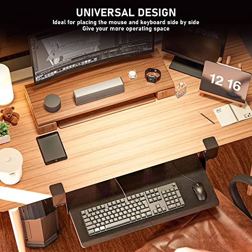 Ezeefonk 26.38" Adjustable Keyboard Tray Under Desk Slide Pull Out Computer Keyboard Holder With C Clamp Mount System Computer Keyboard Stand For Home Or Office No Need To Punch Holes In The Desk #TOP4