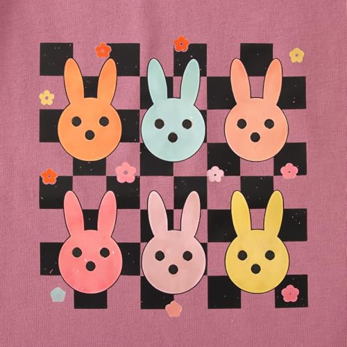Image of CM C&M WODRO Kid Girl Easter T-Shirt Cute Bunny Flower Checkered Print Tees Summer Short Sleeve Shirt Tops 7-12 Years