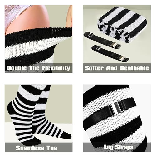 Plus Size Women Thigh High Socks for Thick Thighs Long Striped Warm Over the Knee Socks Thick Wide Warmers4