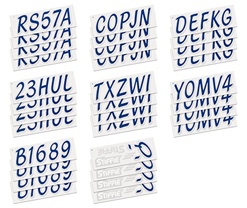 Image of Stiffie WHIPLINE Solid 3 inch Alpha-Numeric Registration Identification Numbers Stickers Decals for Boats & Personal Watercraft (Navy /Metallic Silver)