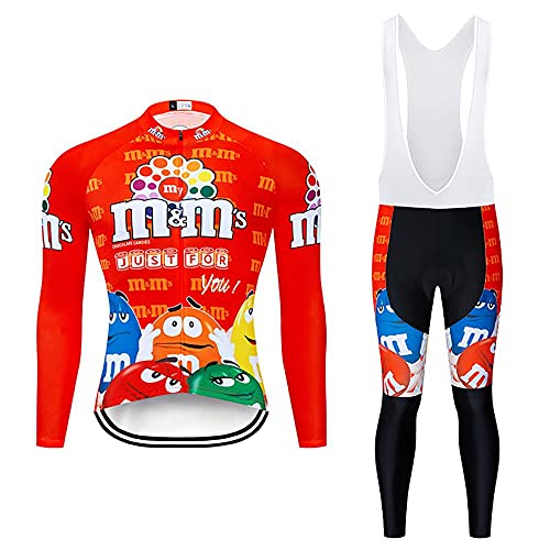 Abbigliamento Ciclismo Set Manica Lunga Completo da Ciclismo per Uomo con Imbottiti Silicone 20D ad Antivento asciugatura per MTB Ciclista Corsa All'aperto