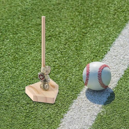 2PCS Baseball Wooden Ring Holder,Softball Rings Display Stand,Championship Ring Display Holder Engraved with Patterns,Stacked Storage Organizer,Christmas Birthday Baseball Gifts for Lovers Grandpa Dad