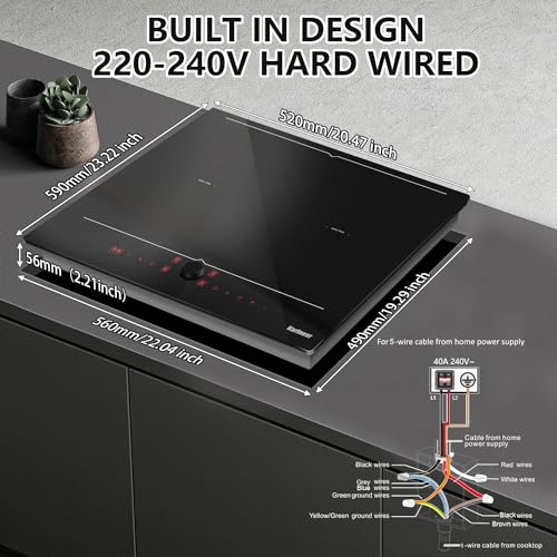 Image of Karinear 24 Inch Induction Cooktop 4 Burners with Magnetic Knob Control