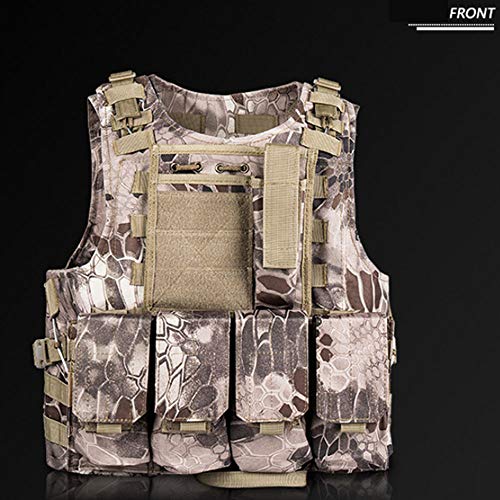 Toyfun Kids Tactical Vest Kit Woodland Camo Combat Assault Waistcoat Army/Military/Police Style, Adjustable And Multi-Colors #TOP4